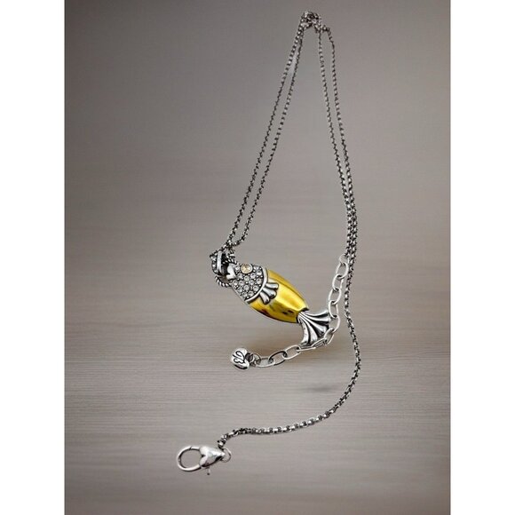 Brighton Ocean Dream Gold Silver Fish Crystal Pendant Necklace. never worn - Picture 3 of 6
